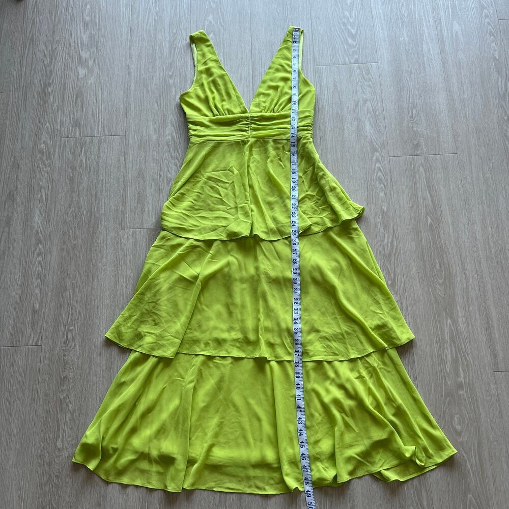 Lulu's Maxi Dress Small Celebration Time Sleeveless Tiered Midi Lime Green FLAW - Picture 8 of 16
